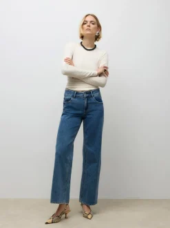 AWRENA Mid rise Wide leg fit Jeans