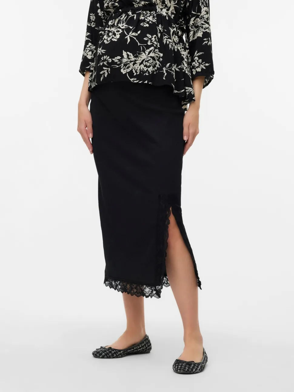 High waist Midi-rok