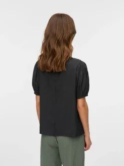 Regular fit O-hals Manchetten met elastiek Ballonmouwen Top