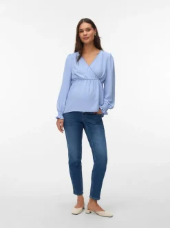 Regular fit V-Hals Manchetten met elastiek Top