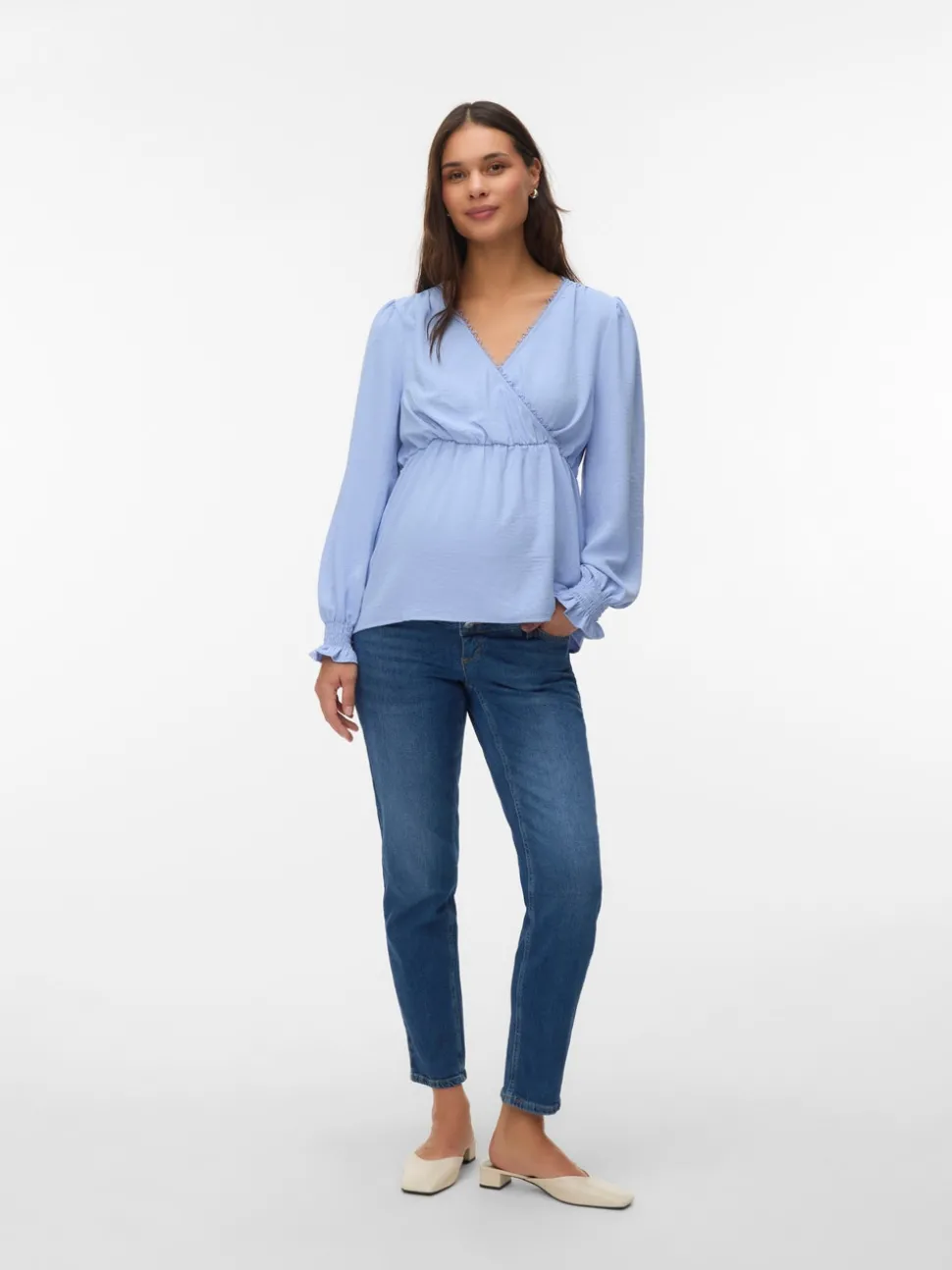 Regular fit V-Hals Manchetten met elastiek Top