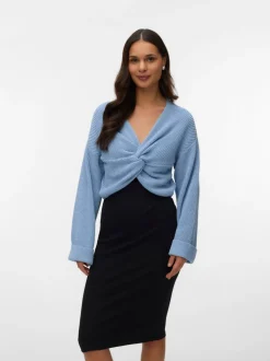 Regular fit V-Hals Mouwuiteinden met omslag Verlaagde schoudernaden Pullover