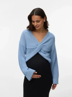 Regular fit V-Hals Mouwuiteinden met omslag Verlaagde schoudernaden Pullover