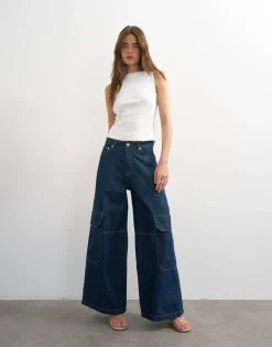TSEVA Mid rise Wide leg fit Jeans