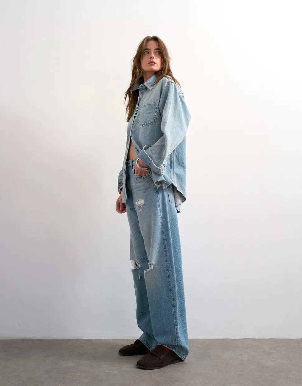 TSNORA Mid rise Barrel fit Jeans