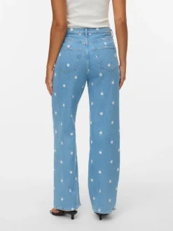 VMTESSA High rise Brede pasvorm - bijgesneden Jeans