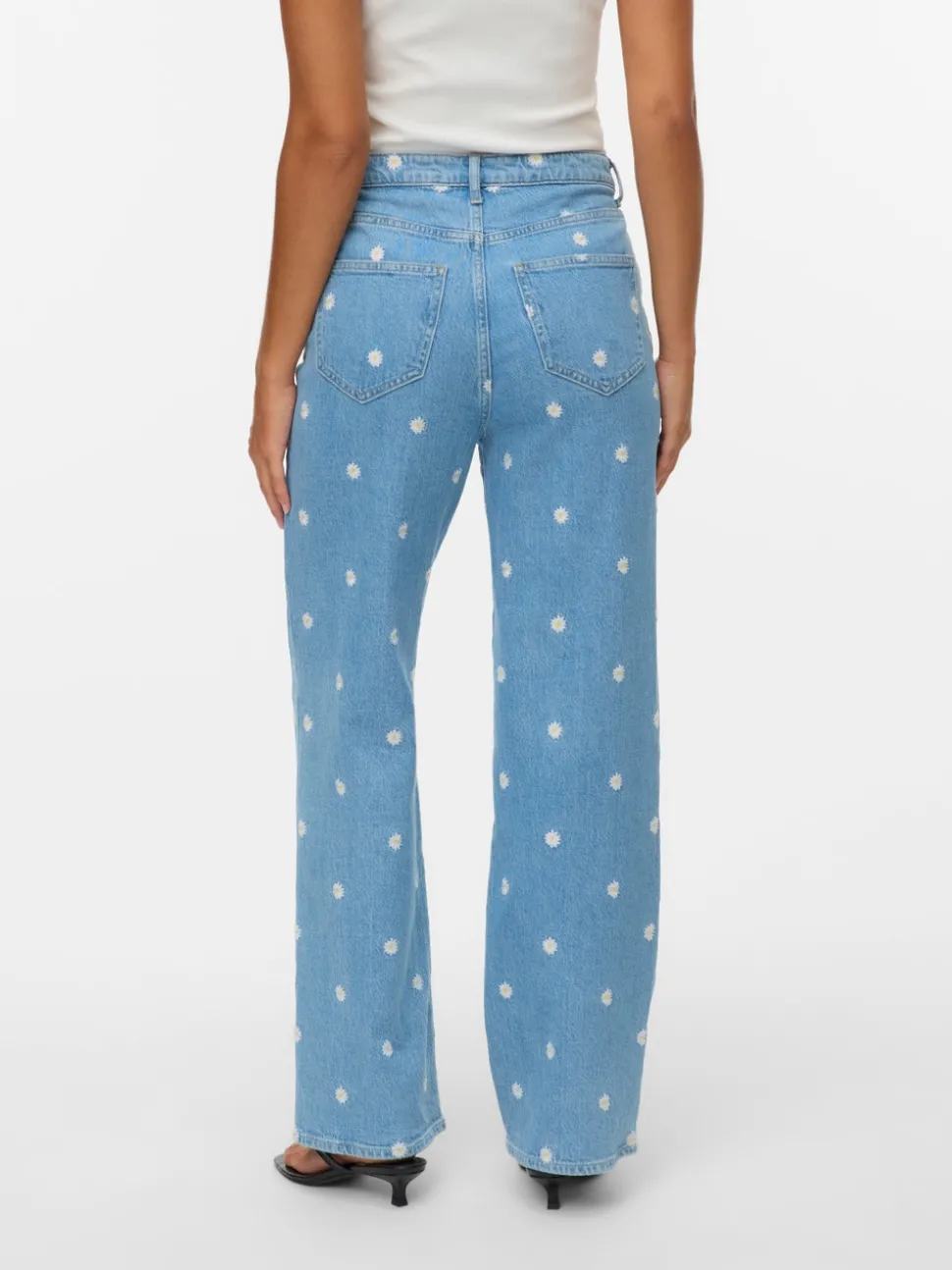 VMTESSA High rise Brede pasvorm - bijgesneden Jeans
