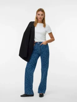 VMTESSA High rise Brede pasvorm - bijgesneden Jeans