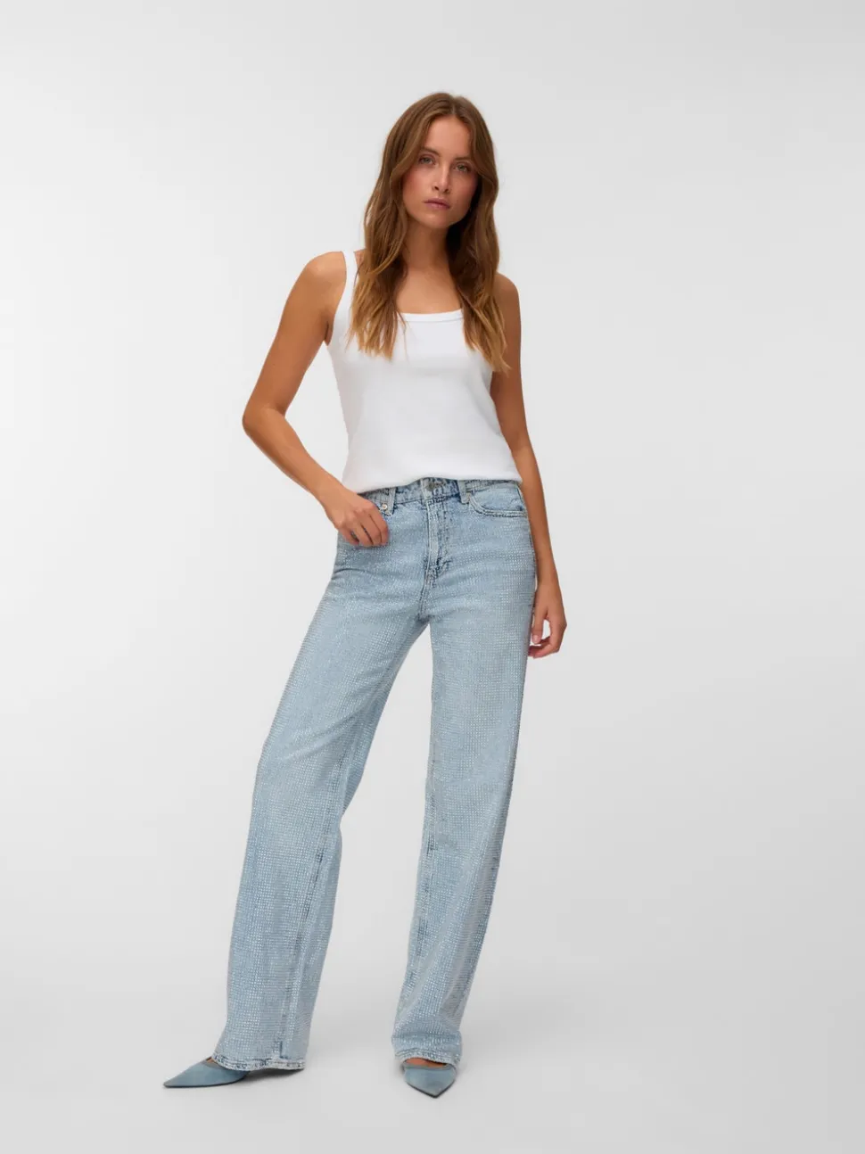VMTESSA Rhinestone High rise Wide leg fit Jeans