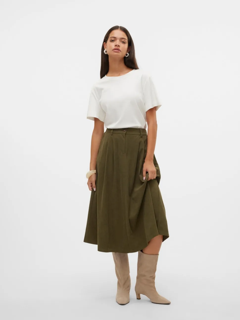 VMVIENNA High waist Corduroy Midi-rok