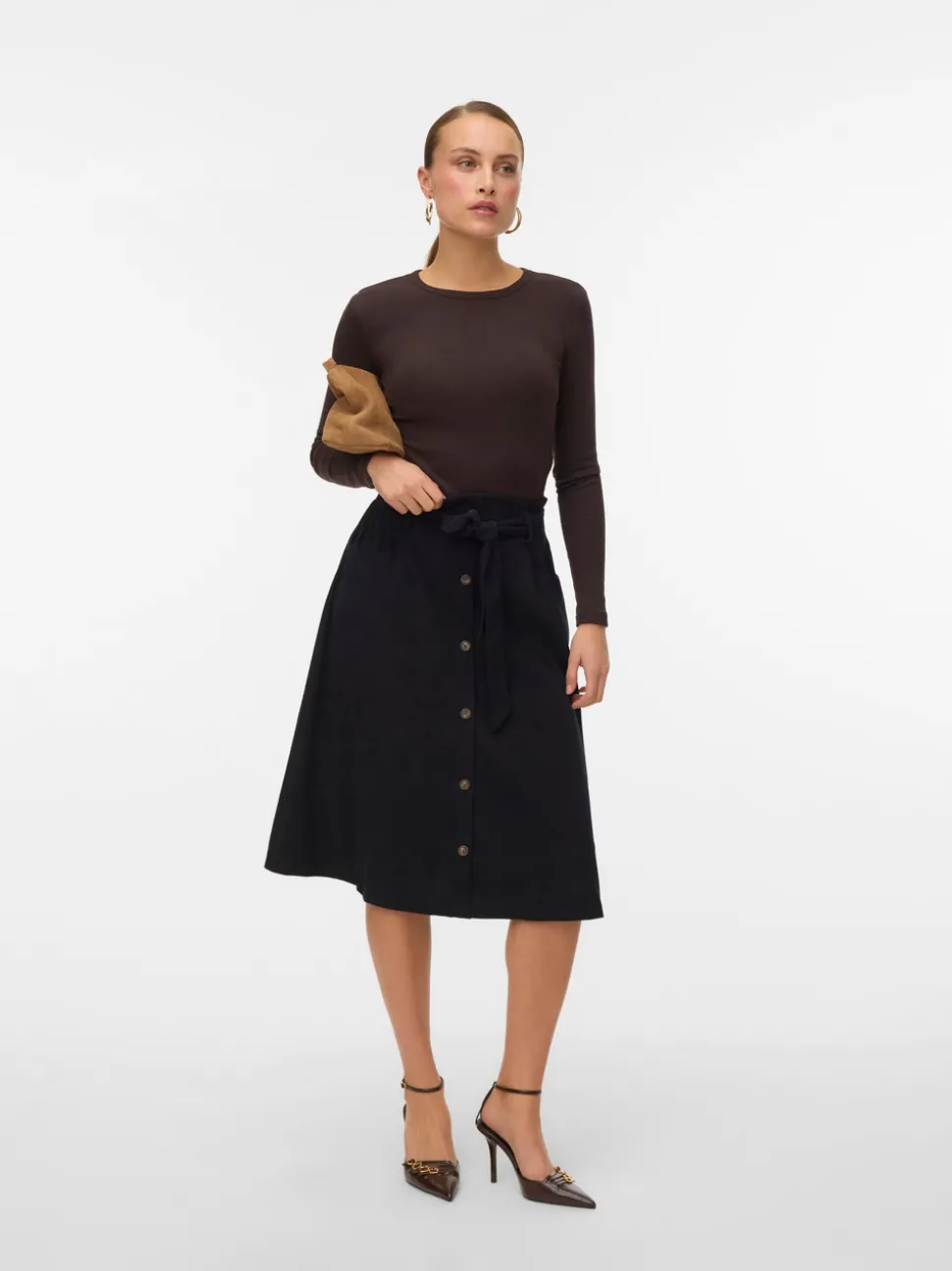 VMVILJA Corduroy High waist Midi-rok