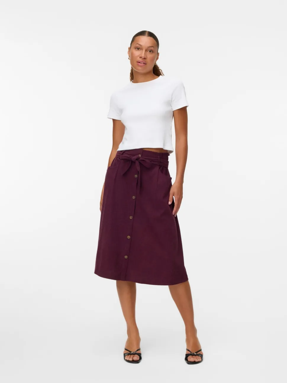 VMVILJA Corduroy High waist Midi-rok