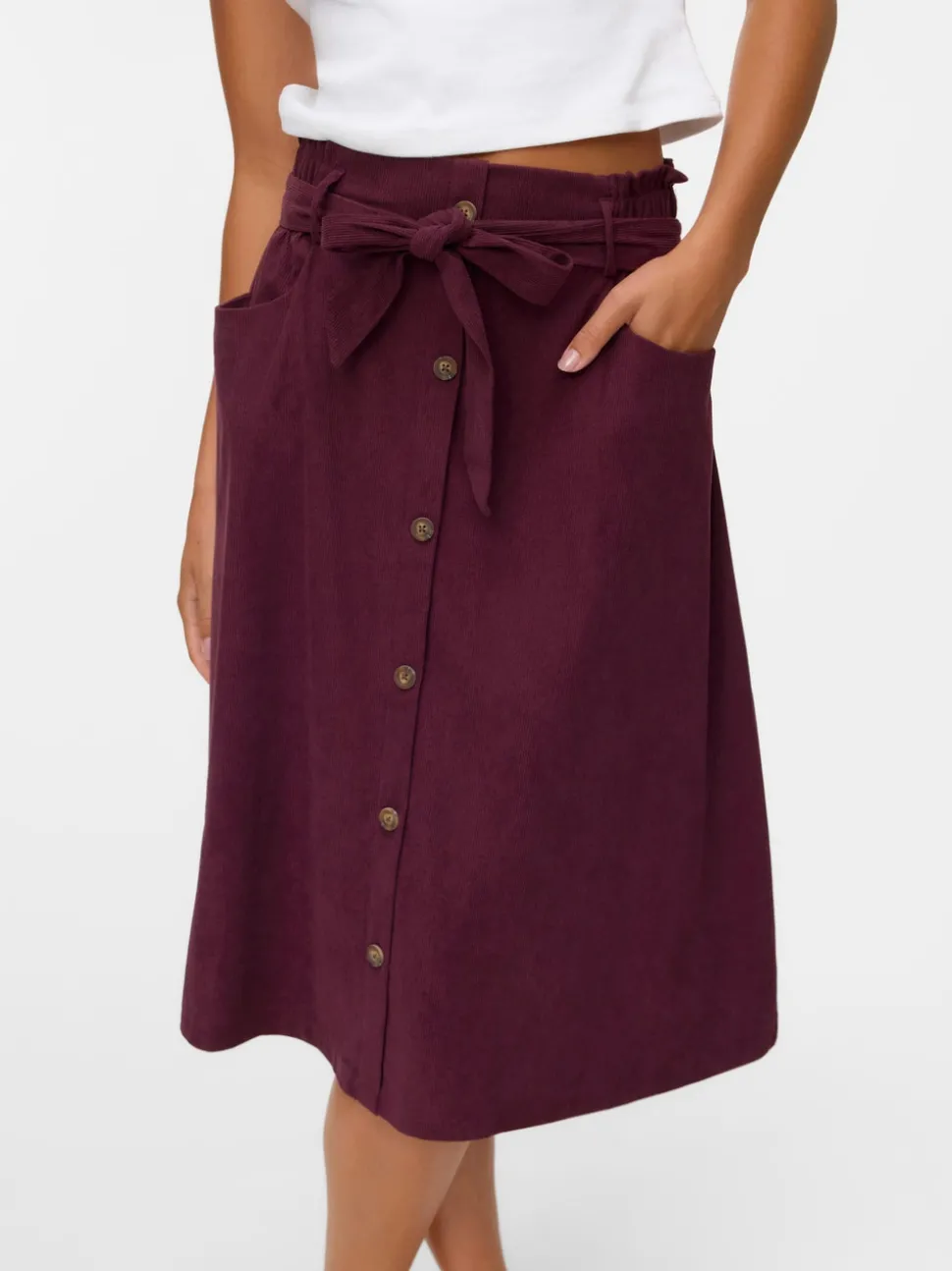 VMVILJA Corduroy High waist Midi-rok