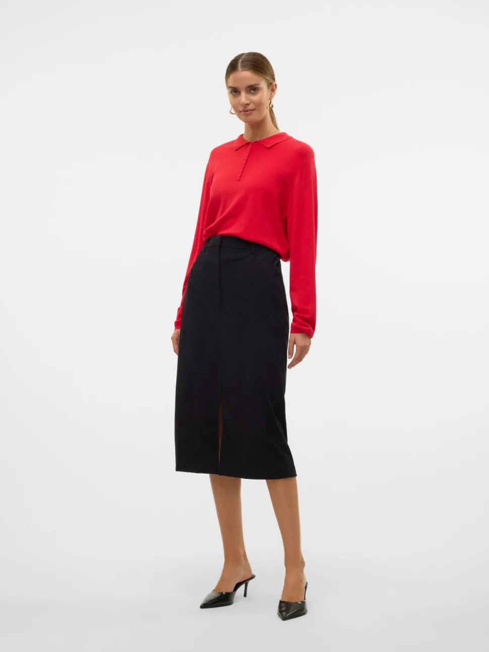 VMVILJA Corduroy High waist Midi-rok